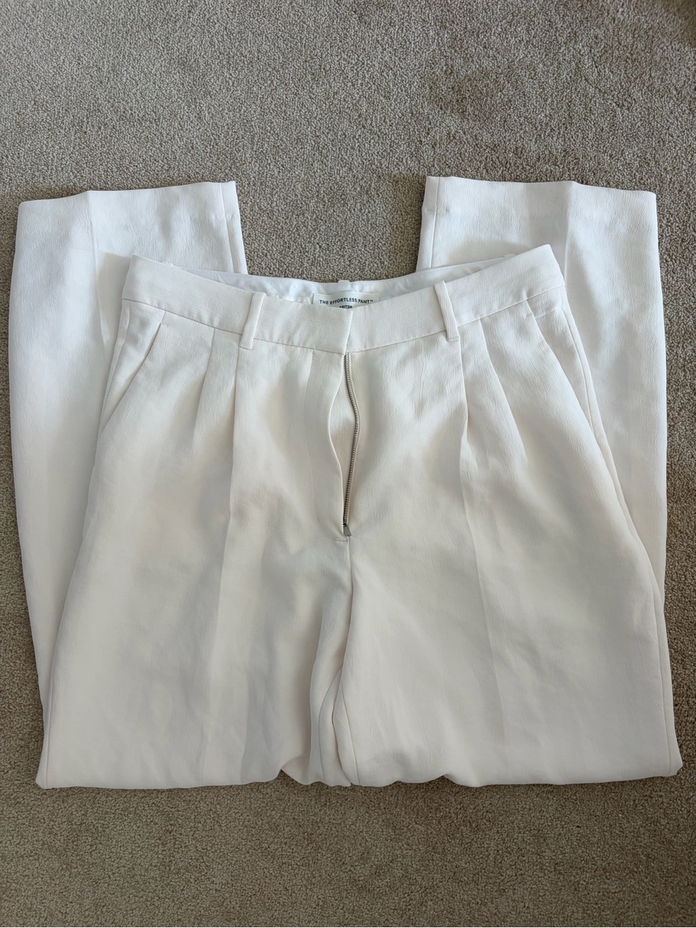 Women's Aritzia Wilfred Cream Effortless Pleated Front Trousers
